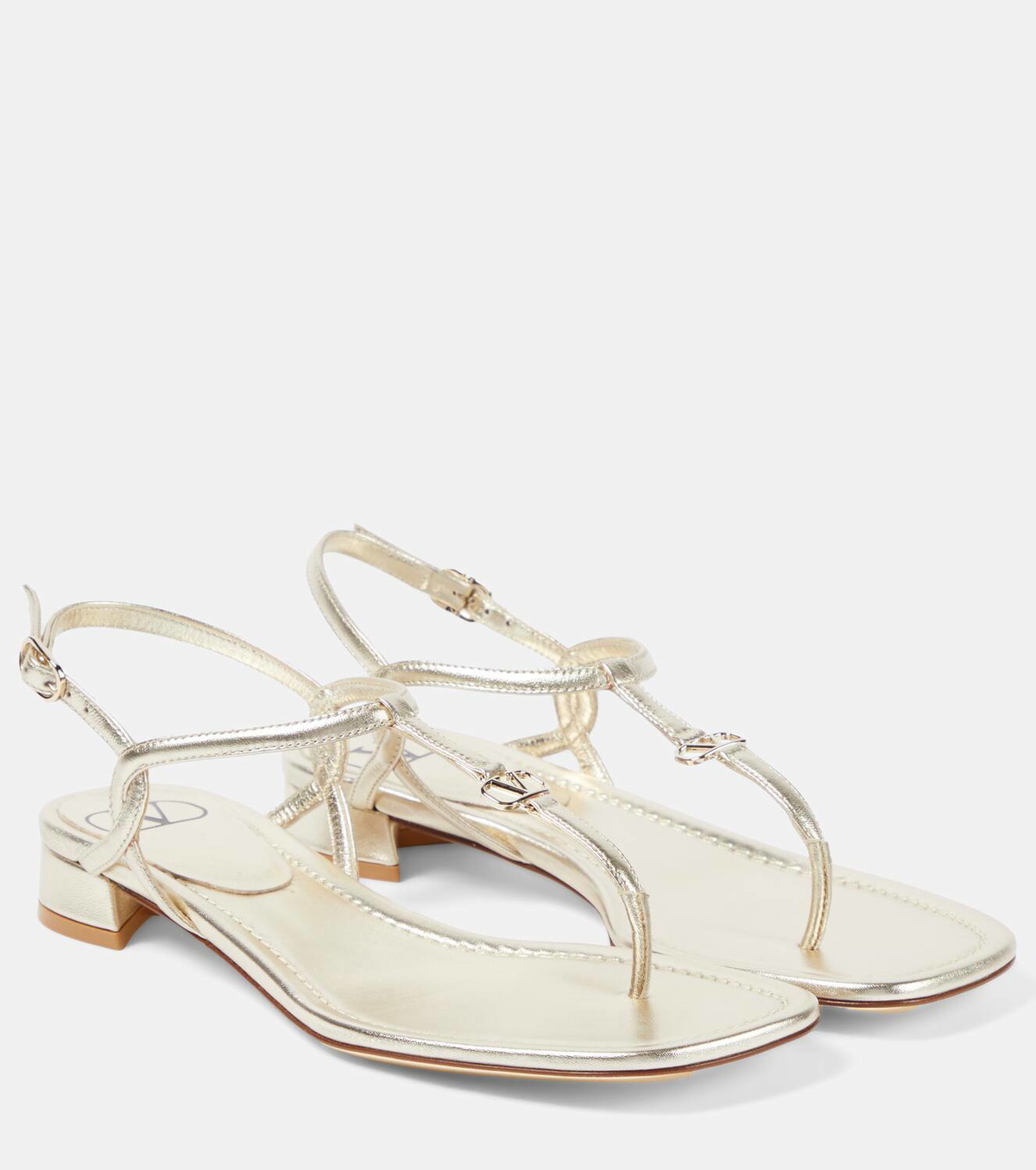 Valentino Garavani VLogo metallic leather thong sandals