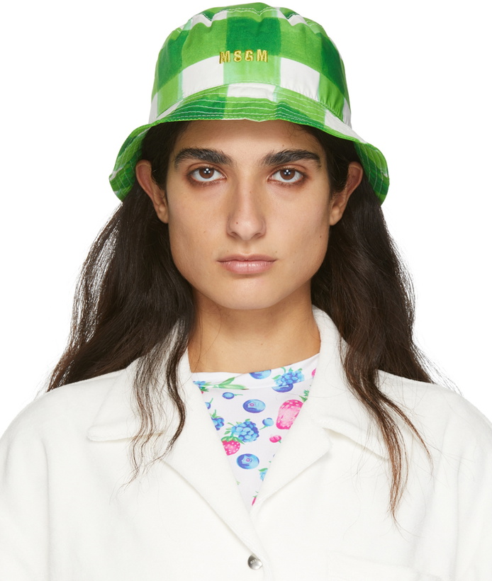 Photo: MSGM Green Plaid Bucket Hat