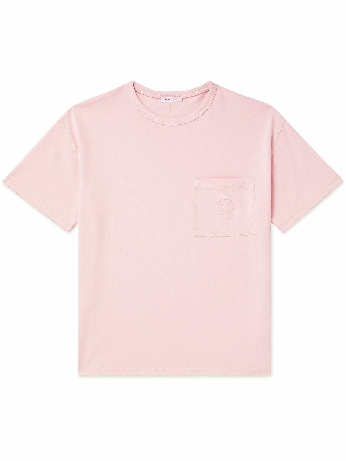 Photo: Ninety Percent - Logo-Embroidered Organic Cotton-Jersey T-Shirt - Pink