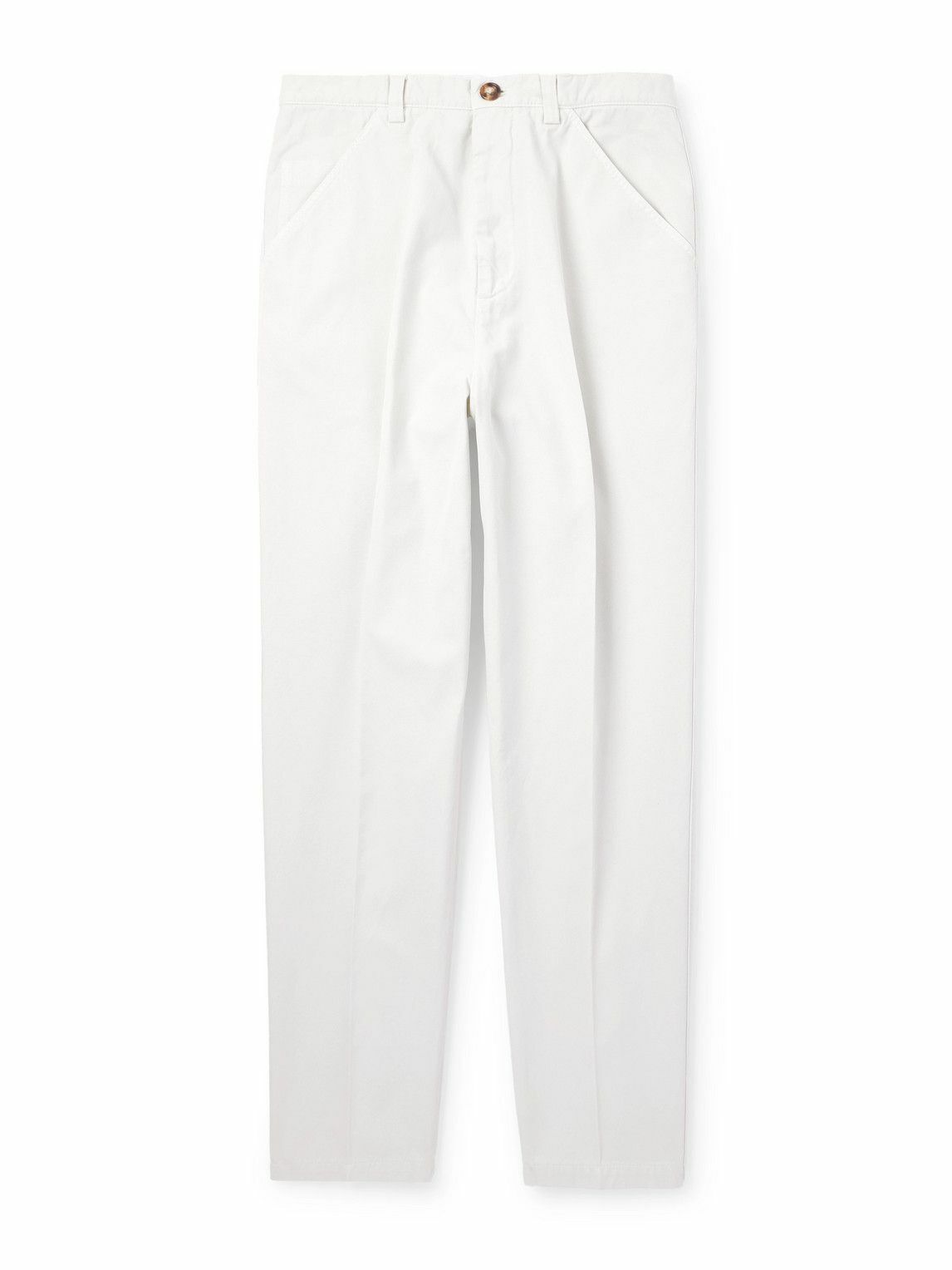 【Brunello Cucinelli】コットンブレンドスリムパンツ Brunello Cucinelli - Striped linen and wool slim pants