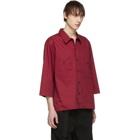Lemaire Red Military Three-Quarter Sleeve Shirt
