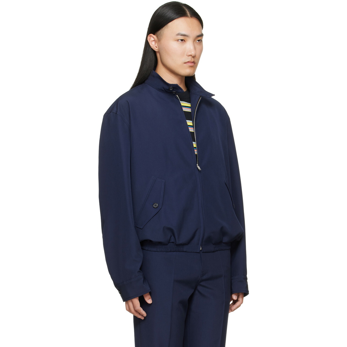 Marni Navy Embroidered-Logo Jacket