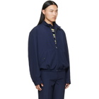 Marni Navy Embroidered-Logo Jacket