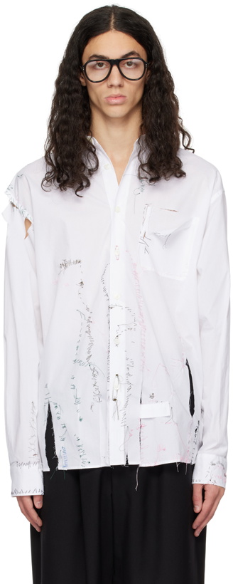 Photo: Marni White Distressed Stitching Shirt