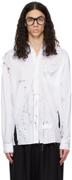 Marni White Distressed Stitching Shirt