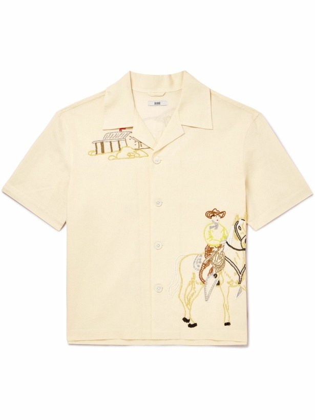 Photo: BODE - Buckaroo Beaded-Embellished Linen and Cotton-Blend Shirt - White