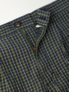 Noah - Straight-Leg Pleated Checked Cotton and Linen-Blend Seersucker Shorts - Green