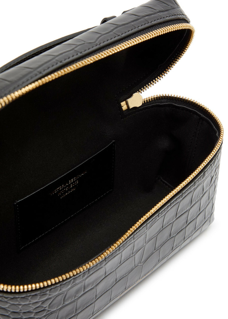 Victoria Beckham Vanity Crocodile-effect Glossed Leather Cross-body bag - Black - One Size