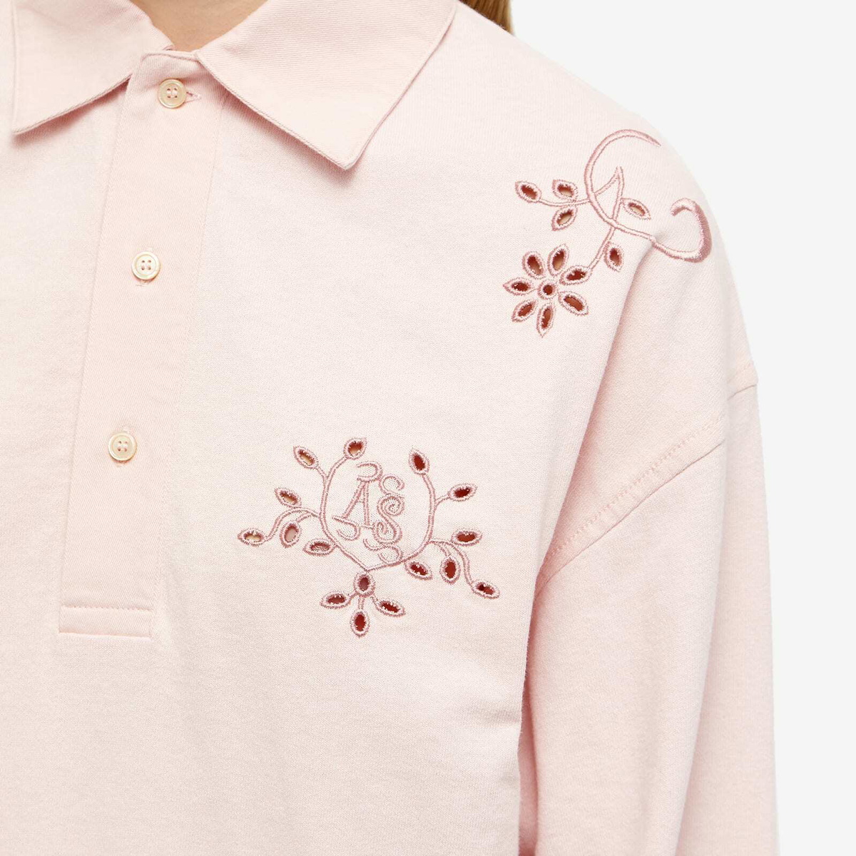 Embroidery Polo Sweatshirt powder pink