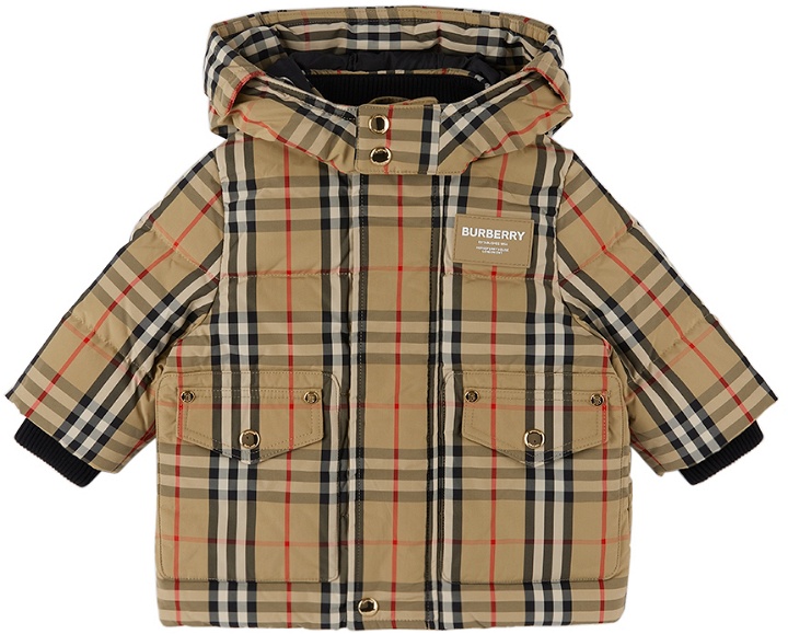 Photo: Burberry Baby Beige Down Vintage Check Jacket