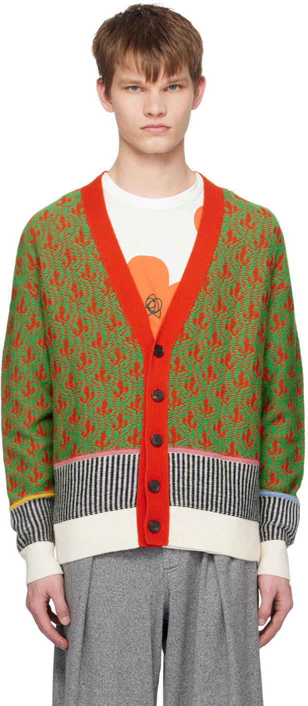 A PERSONAL NOTE 73 Orange & Green Jacquard Cardigan
