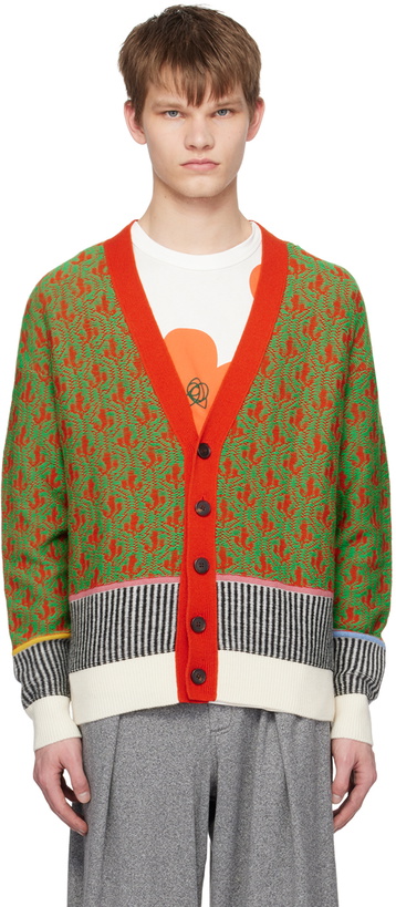 Photo: A PERSONAL NOTE 73 Orange & Green Jacquard Cardigan