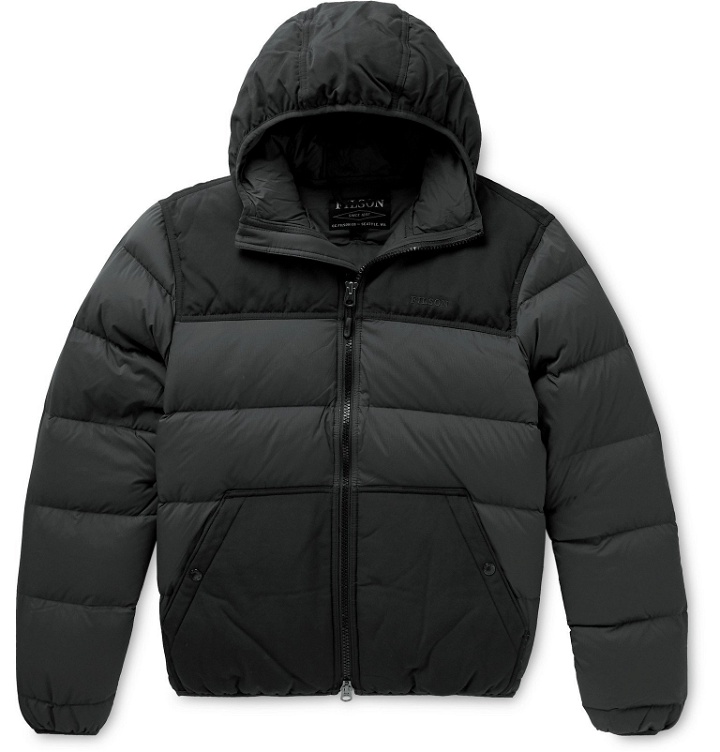 Photo: Filson - Featherweight Canvas-Trimmed Quilted Nylon Hooded Down Jacket - Black