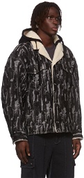 Chen Peng Black & Grey Pattern Denim Jacket