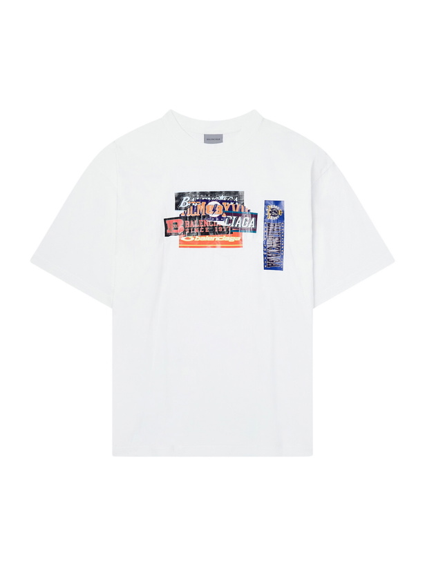 Photo: Balenciaga - Printed Cotton-Jersey T-Shirt - White