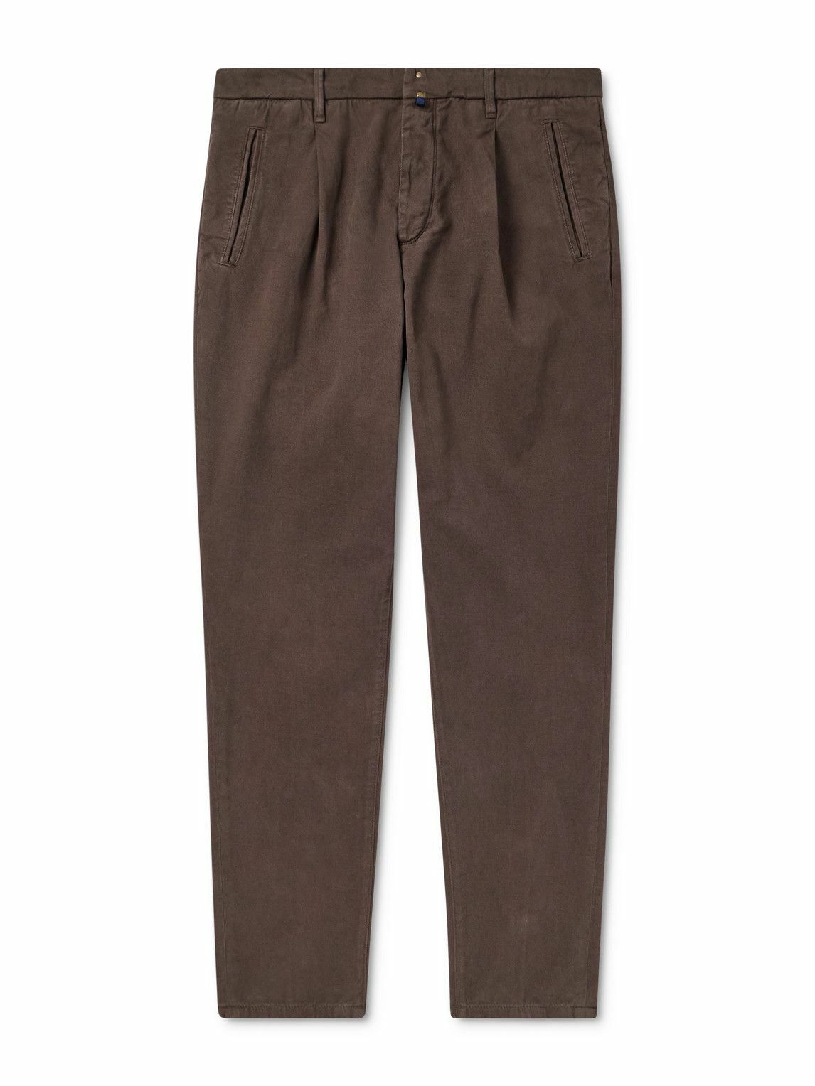 Incotex - Incotex Blue Division Straight-Leg Pleated Cotton and Cashmere-Blend Twill Trousers - Brown