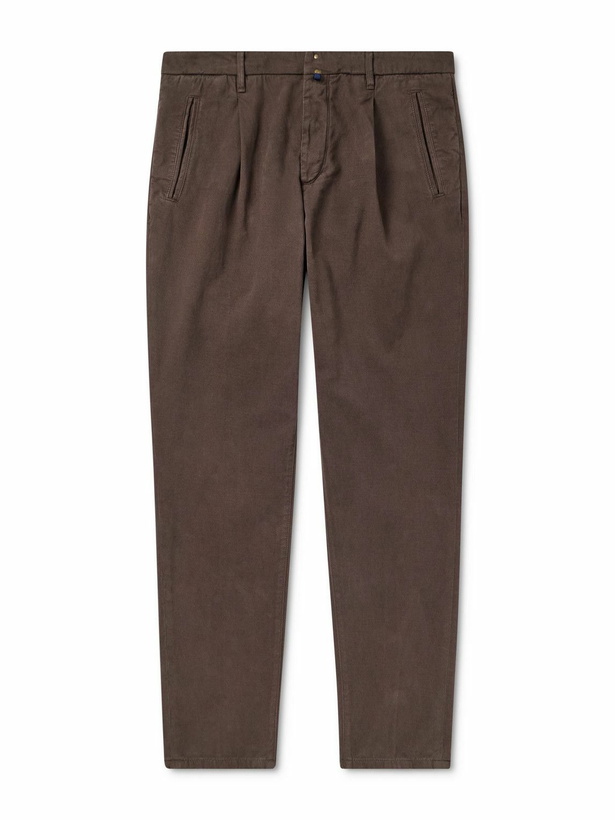 Photo: Incotex - Incotex Blue Division Straight-Leg Pleated Cotton and Cashmere-Blend Twill Trousers - Brown