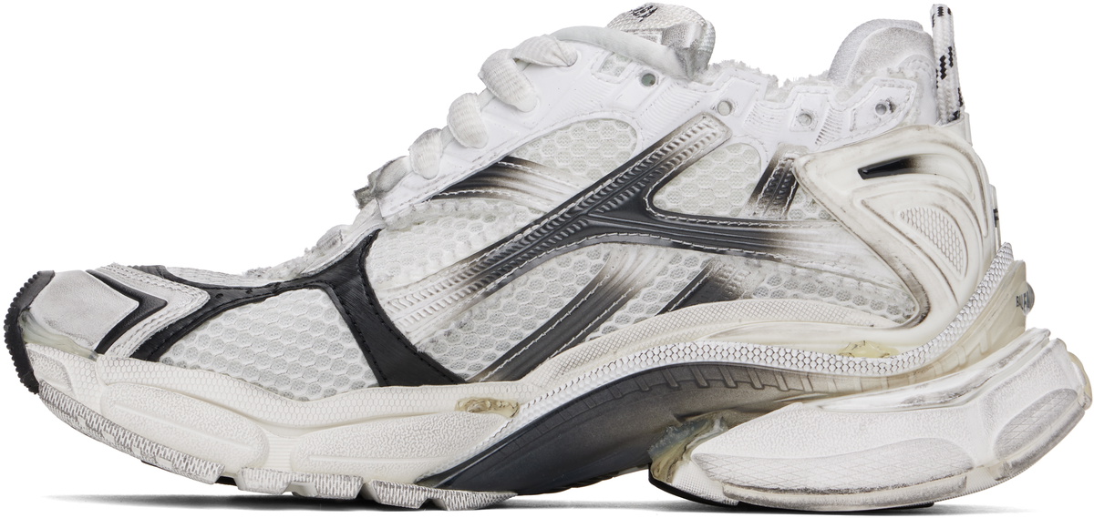 【BALENCIAGA】ホワイト＆ブラック Runner Gradient スニーカー Balenciaga White & Black Runner Gradient Sneakers Balenciaga