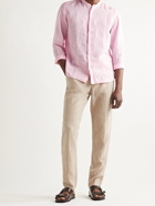 ALTEA - Grandad-Collar Linen Shirt - Pink - S
