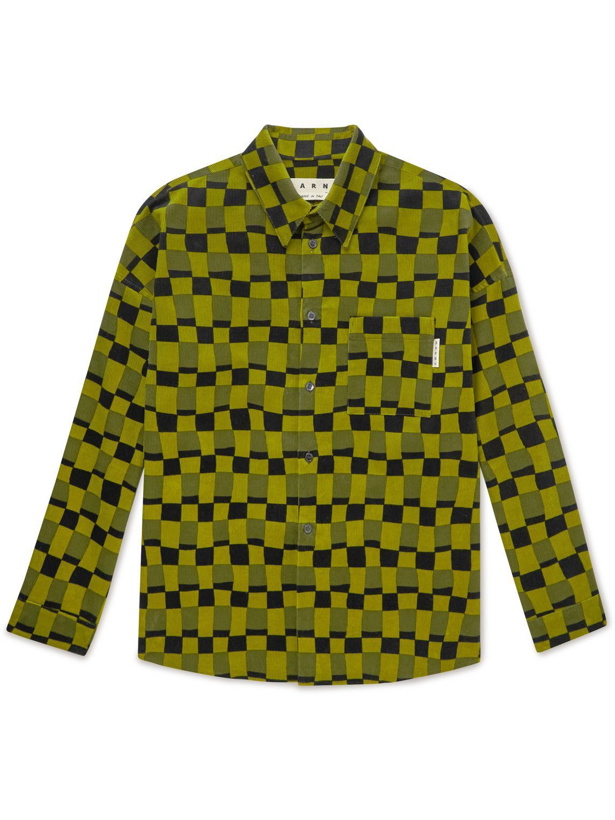 Photo: Marni - Checked Cotton-Corduroy Shirt - Green