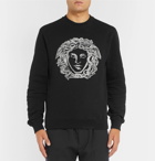 Versace - Embroidered Cotton-Blend Jersey Sweatshirt - Men - Black