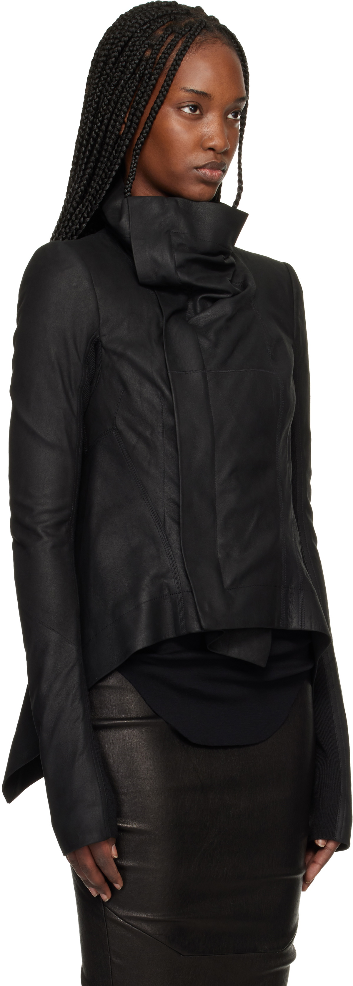 Rick Owens Black Temple Naska Leather Jacket