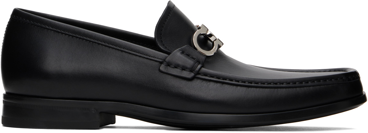 Ferragamo Black Reversible Gancini Ornament Loafers  display picture 3