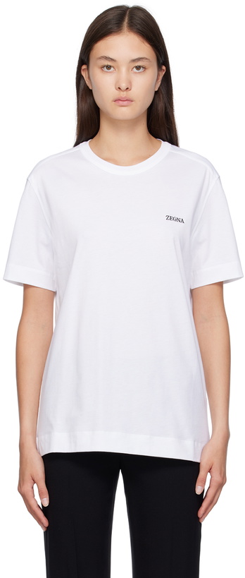 Photo: ZEGNA White Embroidered T-Shirt
