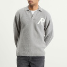 Represent Men's Knitted Boucle Knit Polo in Grey