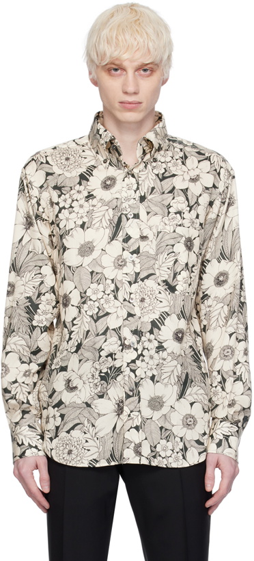 Photo: TOM FORD Off-White Linear Floral Shirt