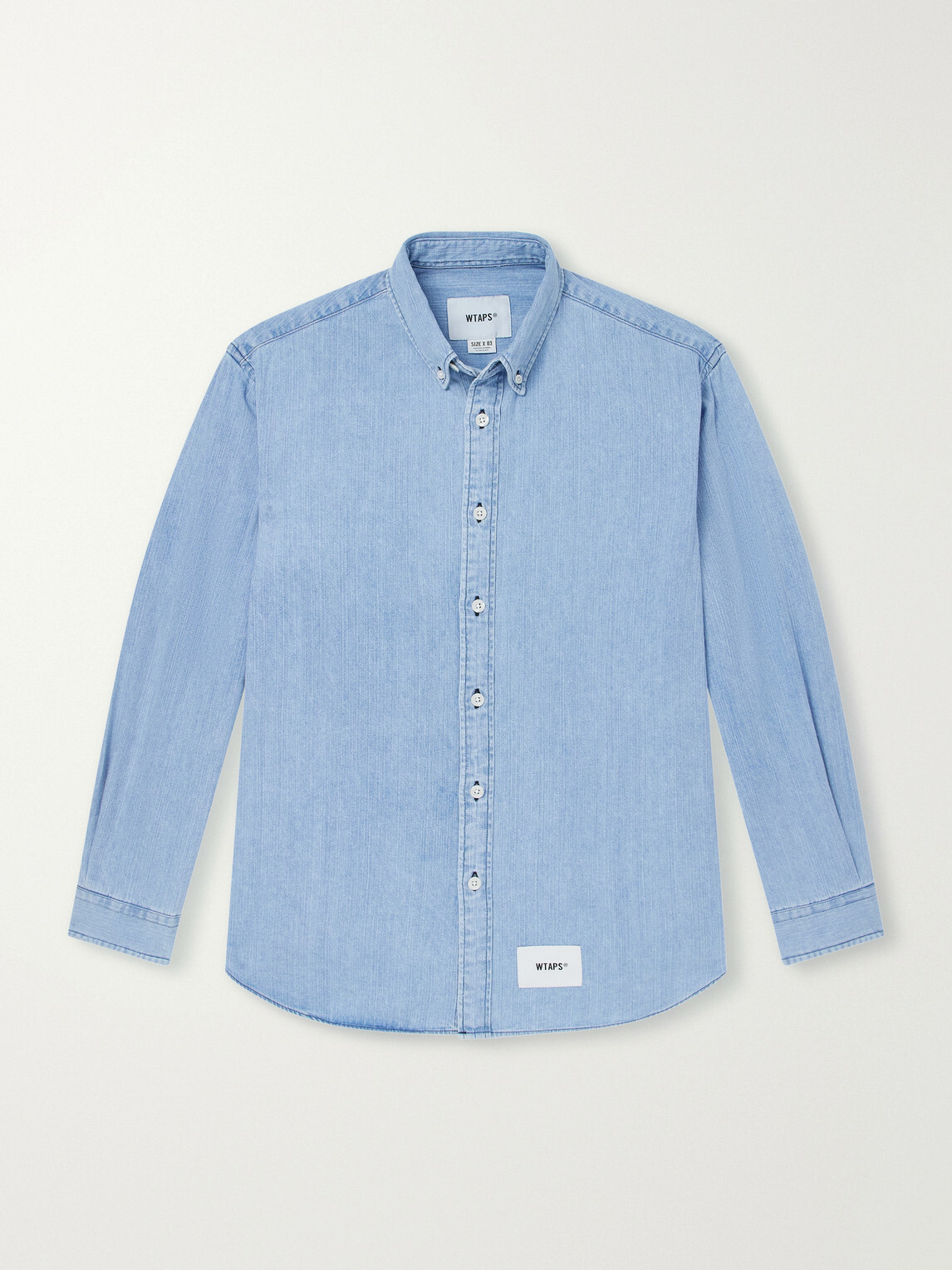 WTAPS - BD 01 Logo-Appliquéd Stone-Bleach Denim Shirt - Blue
