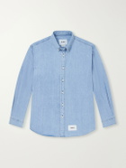 WTAPS - BD 01 Logo-Appliquéd Stone-Bleach Denim Shirt - Blue