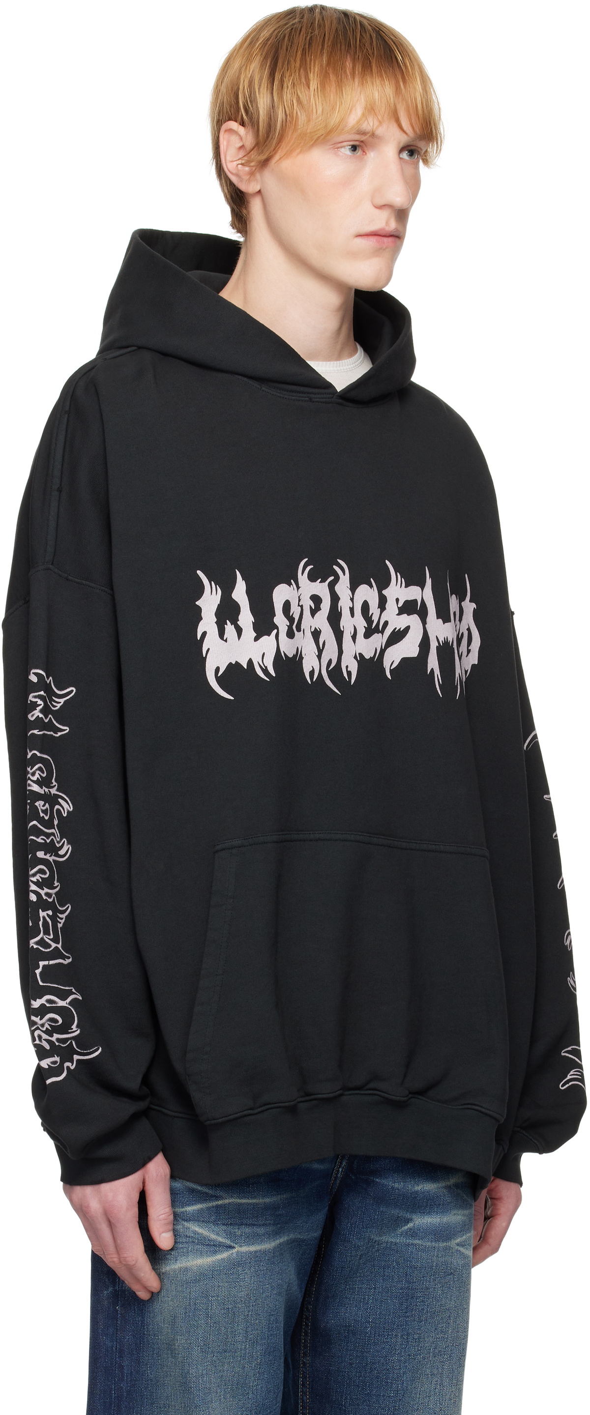 032c Black Faithless Oversized Hoodie