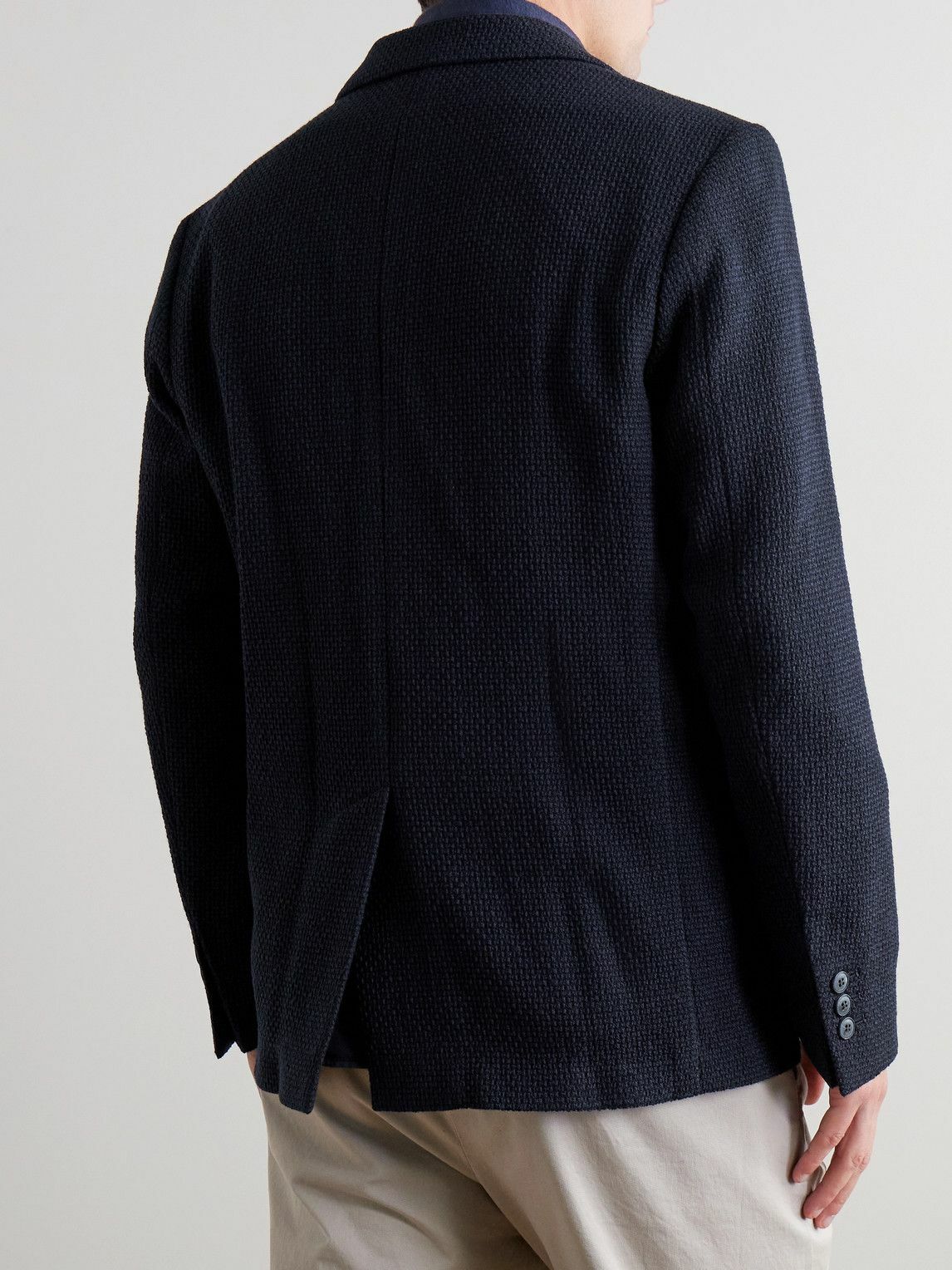Sunspel - Waffle-Knit Wool-Blend Blazer - Blue