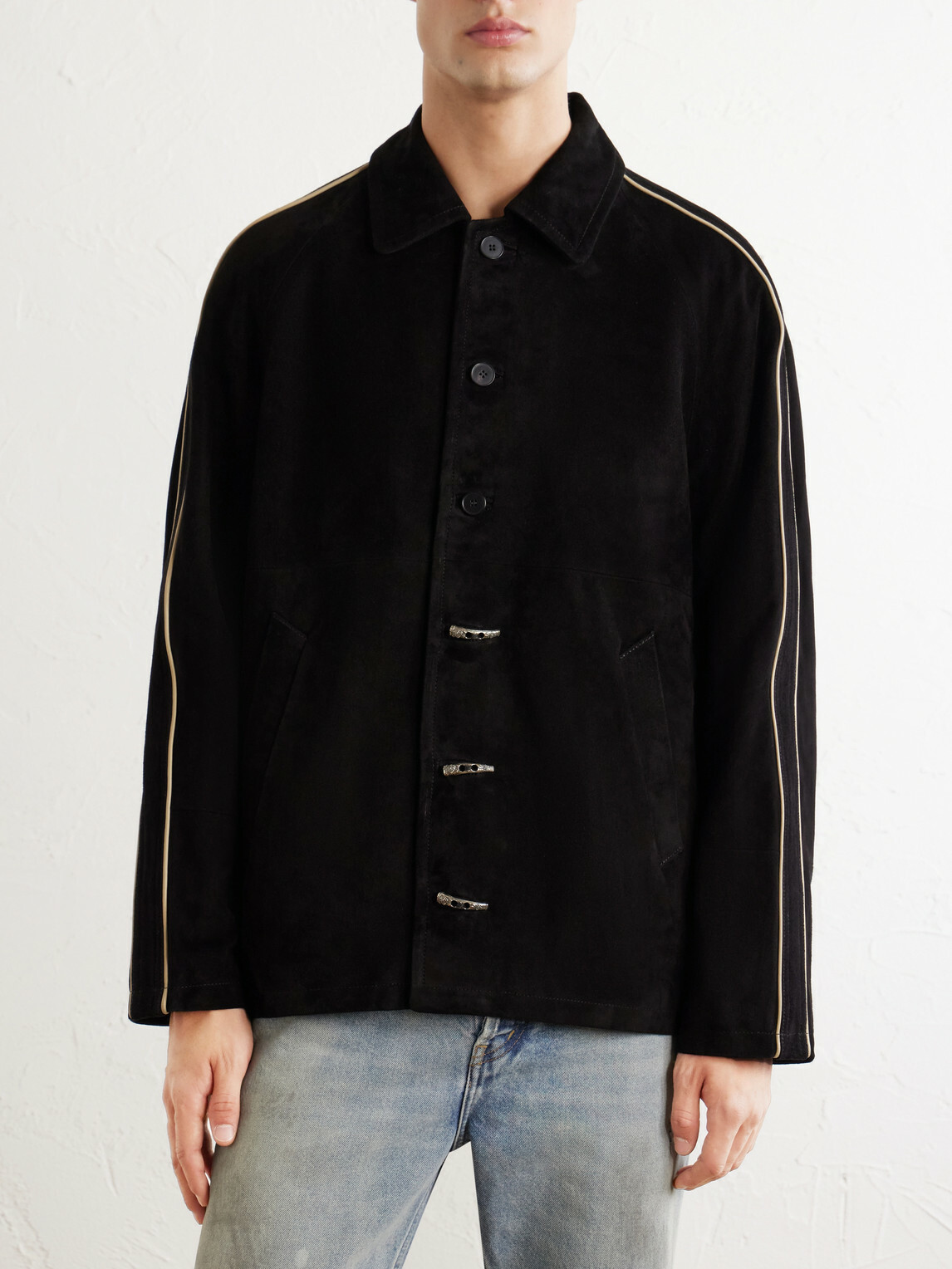 Enfants Riches Déprimés - Académie Embellished Suede Jacket - Black