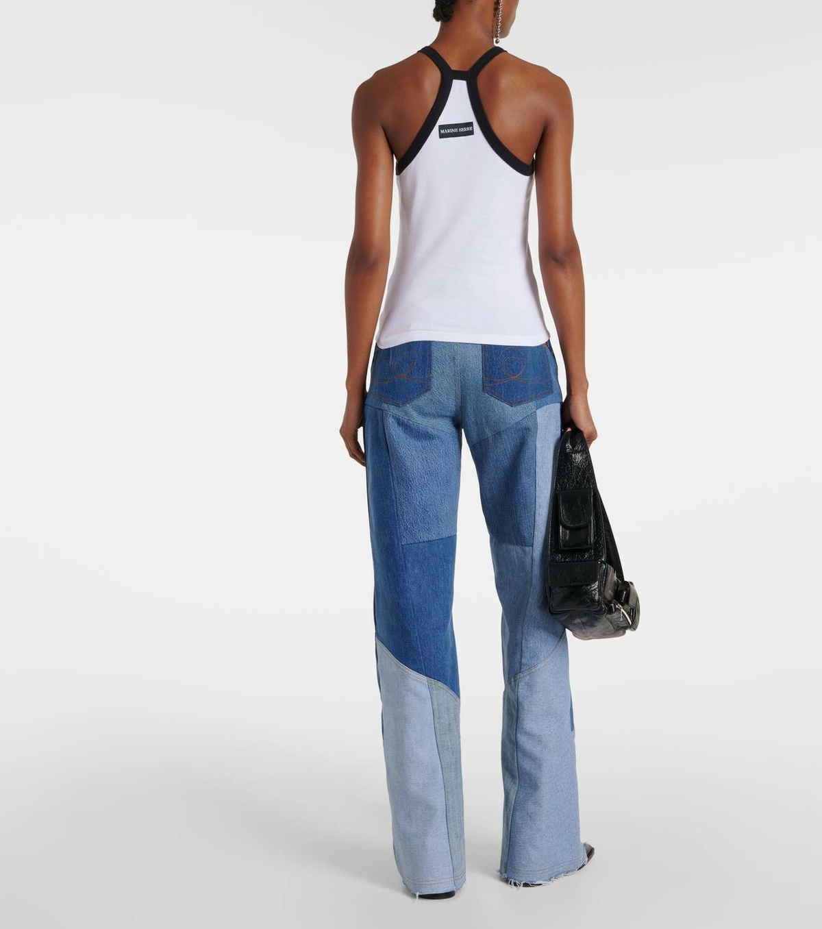 Marine Serre Ribbed-knit cotton jersey tank top Marine Serre