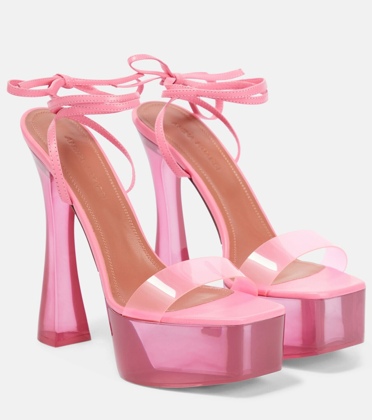 Amina Muaddi - Sita leather and PVC platform sandals