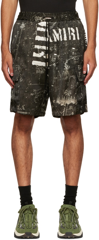 Photo: AMIRI Black Army Stencil Cargo Shorts