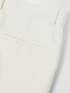 Valentino Garavani - Straight-Leg Pleated Wool and Silk-Blend Crepe Trousers - Neutrals