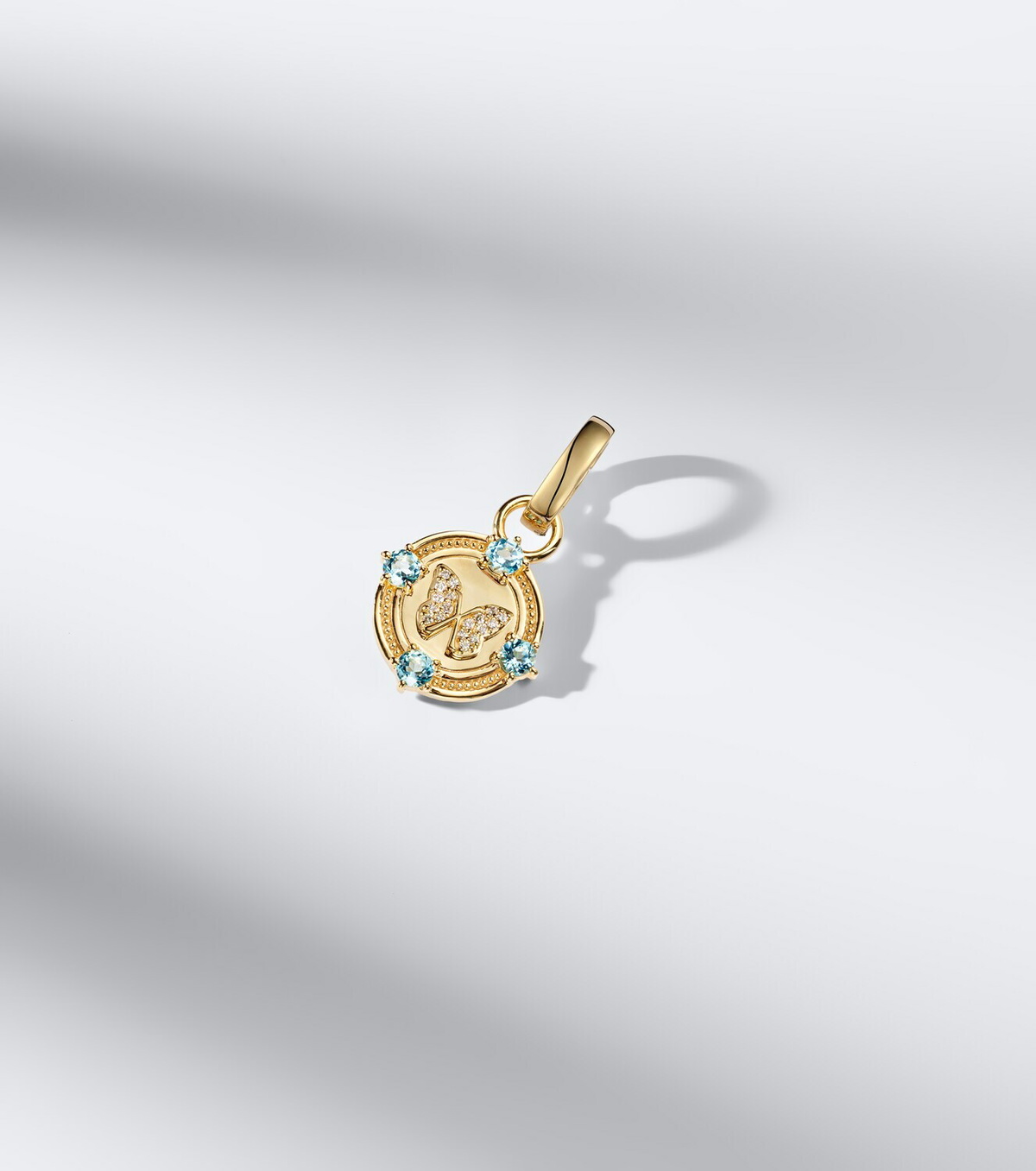 FoundRae Reverie Butterfly 18kt gold pendant with diamonds and topaz