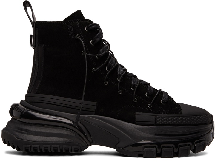 Photo: Wooyoungmi Black Double Lace-Up High-Top Sneakers