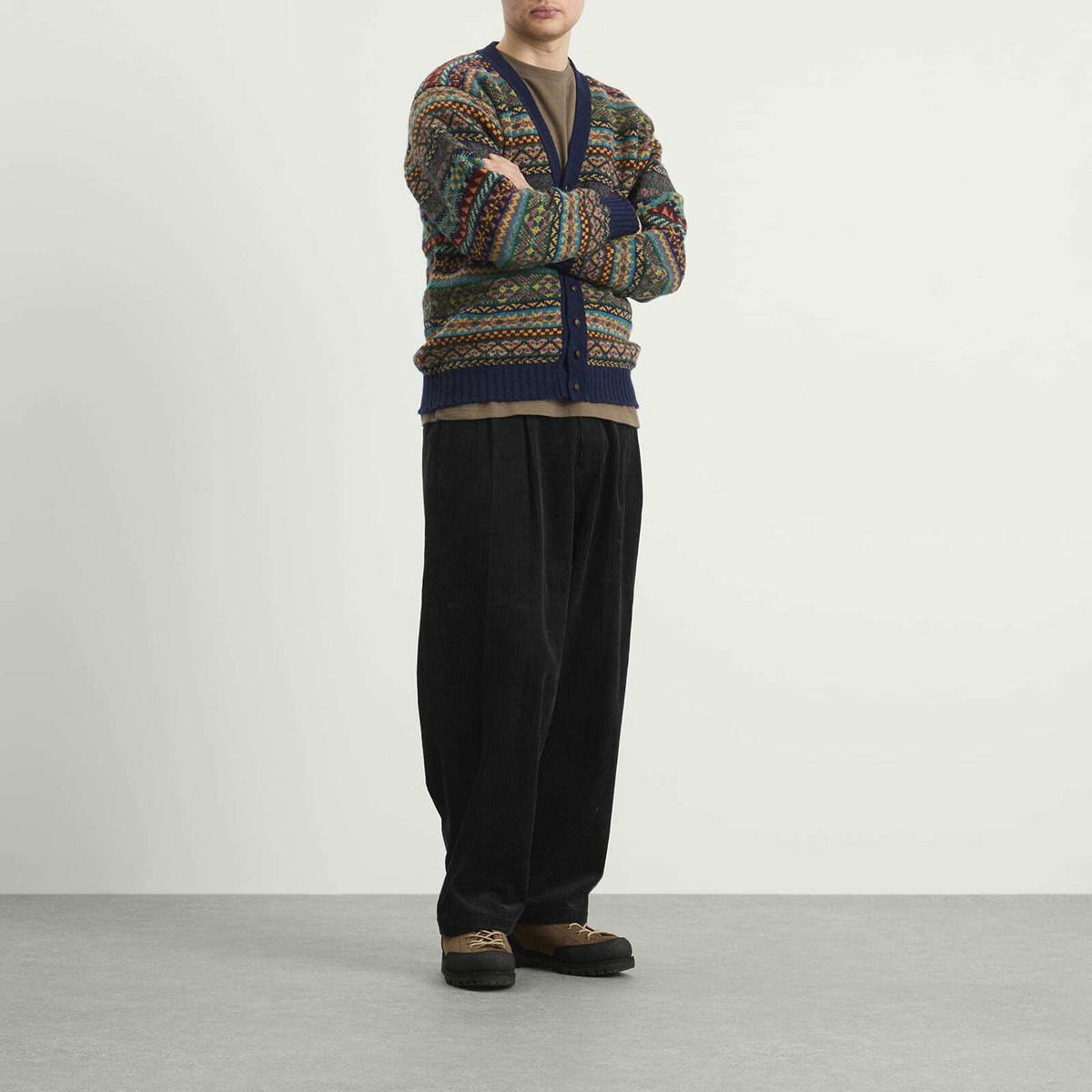 Jamieson's of Shetland Men's Jamiesons of Shetland Fair Isle V-Neck Cardigan in Dark Navy