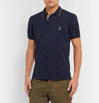 Brunello Cucinelli - Slim-Fit Contrast-Tipped Cotton-Piqué Polo Shirt - Navy