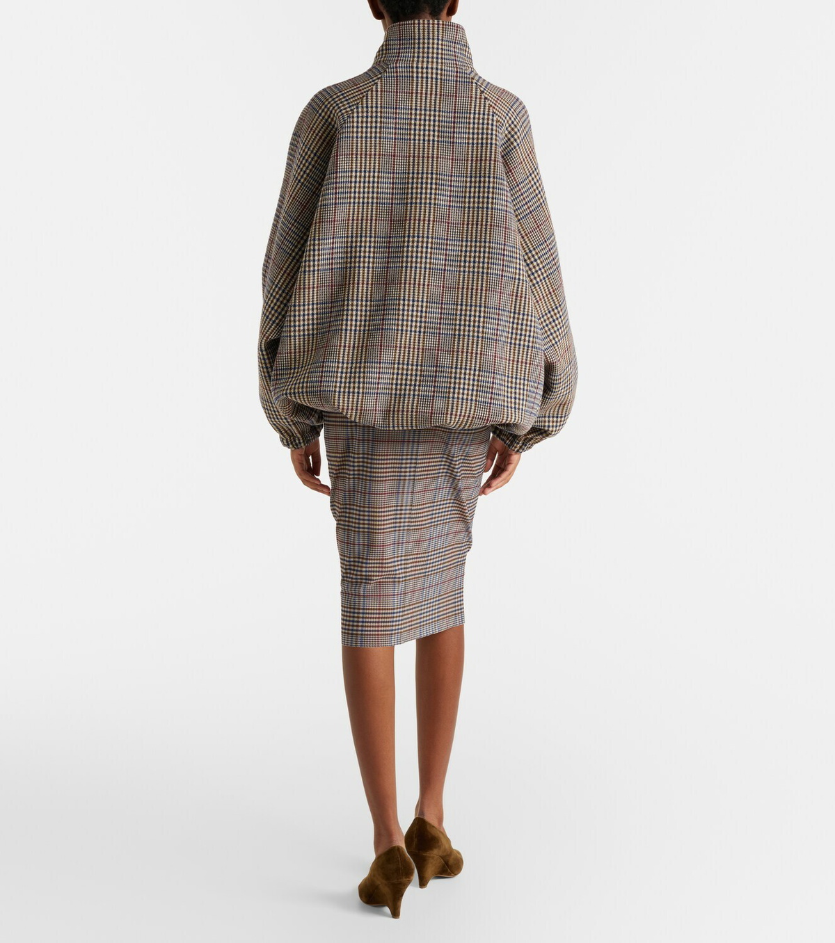 The Frankie Shop Aurora plaid sheer mesh midi skirt