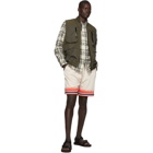 John Elliott Off-White and Red Game Shorts