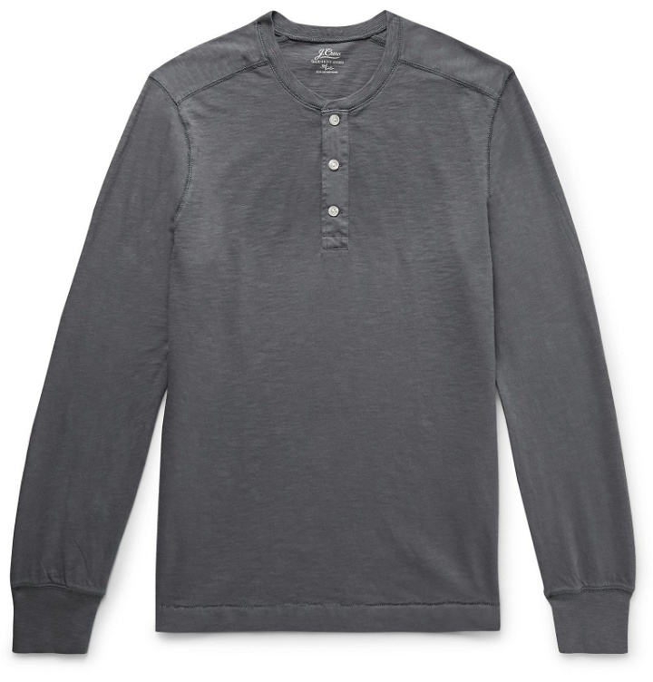 Photo: J.Crew - Garment-Dyed Slub Cotton-Jersey Henley T-Shirt - Gray