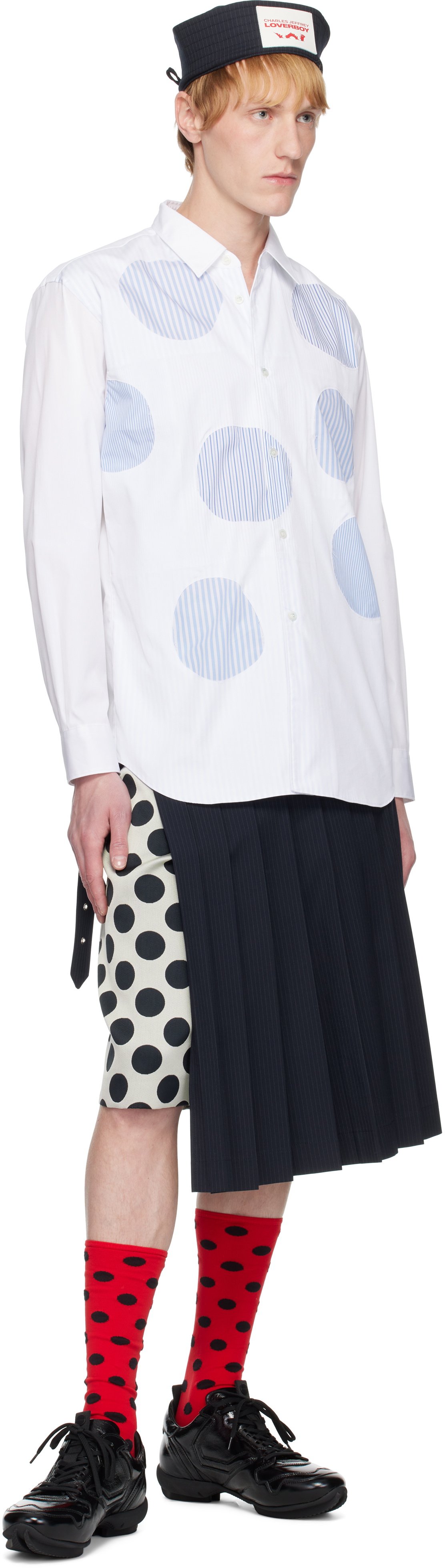 Charles Jeffrey LOVERBOY Navy & Beige Waisted Skort