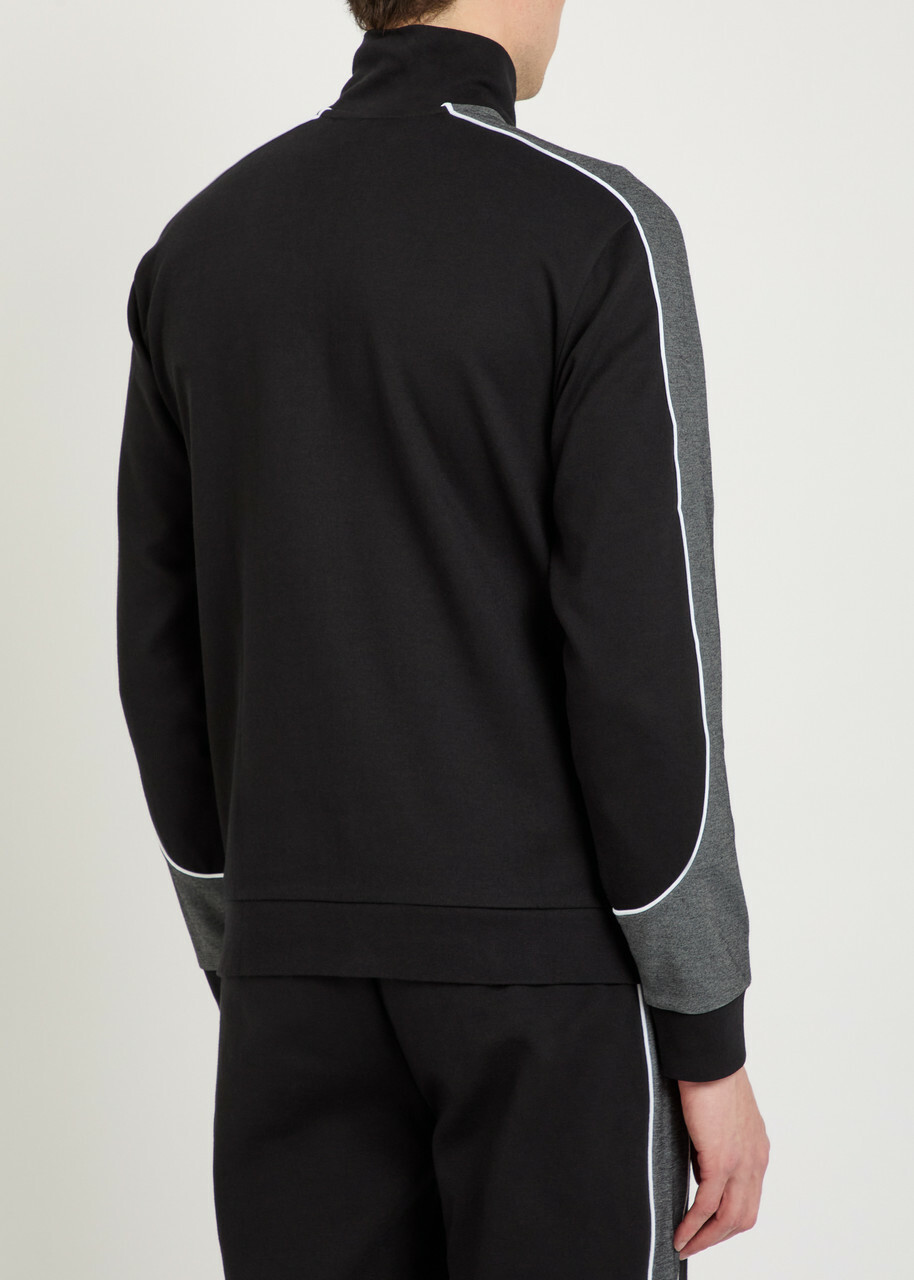Boss Logo Panelled Cotton-blend Track Jacket Black