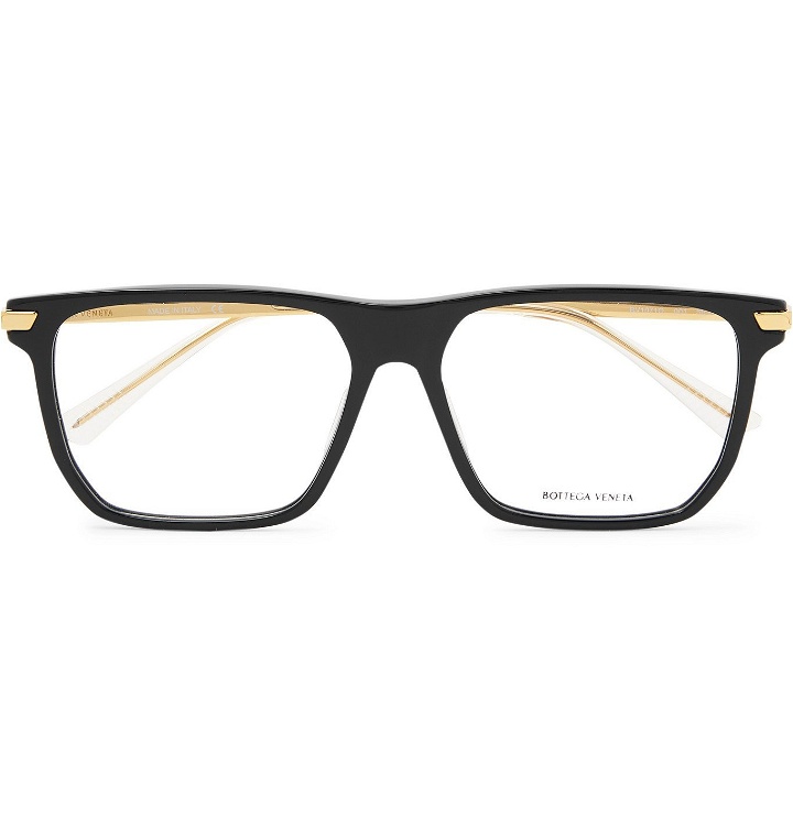 Photo: Bottega Veneta - Square-Frame Acetate and Gold-Tone Optical Glasses - Black