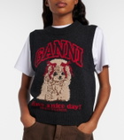 Ganni Printed wool-blend vest